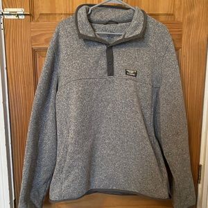 Mens XL LL Bean 1/2 Button up Gray Pullover Fleece
